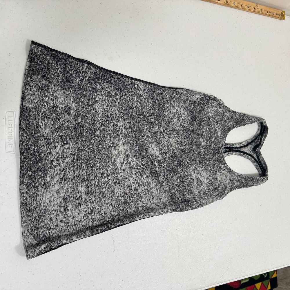 Lululemon Grey Black Space Dye Heathered Racerback Athletic Tank Top Logo